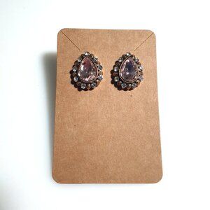 Pink Teardrop Earrings Faceted Gemstone Bling Rhinestone Party Core Mom Gift